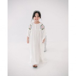 White Pretty Embroidery Kaftan Dress