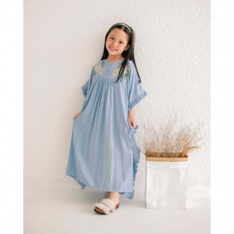 Blue Pretty Embroidery Kaftan Dress