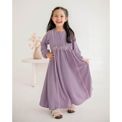 Purple Two Line Embroidery Belt Gamis
