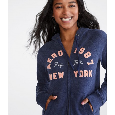 Aer0postale Blue New York Hoodie Jacket