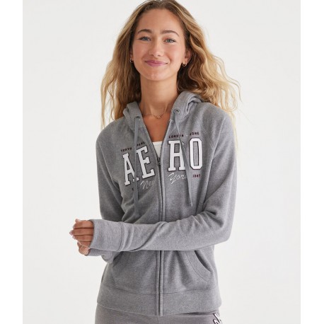 Aer0postale Grey New York Hoodie Jacket