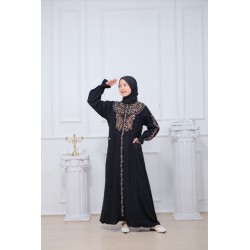 Black Elegant Embroidery Gamis+Hijab