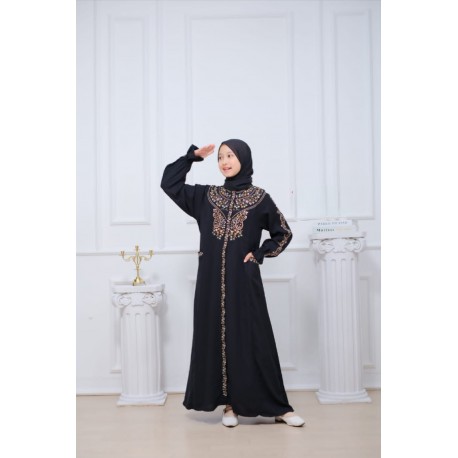 Black Elegant Embroidery Gamis+Hijab