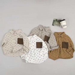 White Polka Pocket Long Sleeve Shirt