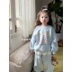 Light Blue Bear Top Set Lace Pants