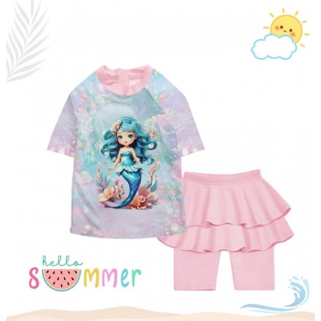 Pink Blue Mermaid Swimsuit Set
