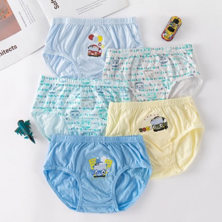 Blue Bus Cotton Underwear(5pcs+box)