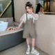 White Puffy Sleeve Top Set Taupe Overalls