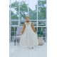 Brown V Ruffle Button Gamis