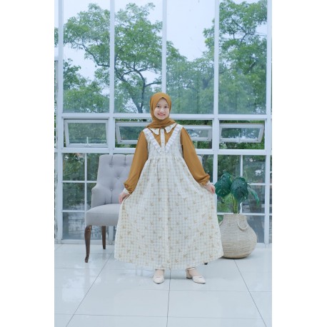 Brown V Ruffle Button Gamis