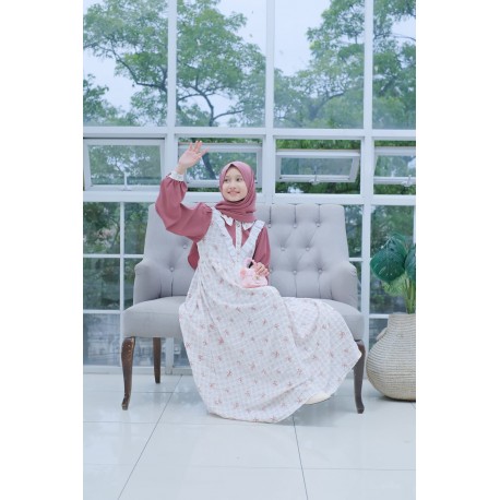 Pink V Ruffle Button Gamis