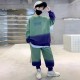 Green Blue W SweatShirt Top Set Pants