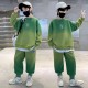 Green Leaves H SweatShirt Top Set Pants