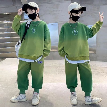 Green Leaves H SweatShirt Top Set Pants