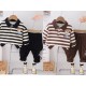 Brown Stripe Bear Top Set Pants