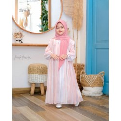 Pink Patel Stripe Gamis