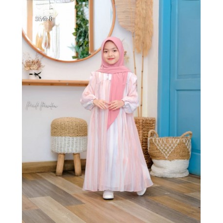 Pink Patel Stripe Gamis