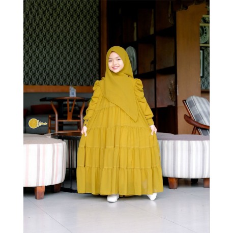 Mustard Puffy Sleeves Gamis
