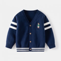 Navy Stripe Bear Cardigan