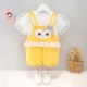 Yellow Lace Bunny Overall Set White Puffy Top