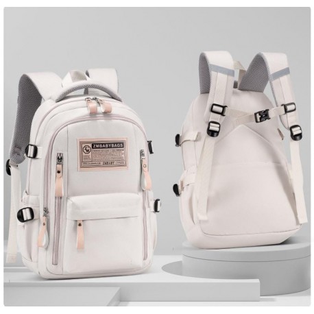 White Five Zipper Medium Backpack