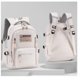 White Five Zipper Large Backpack