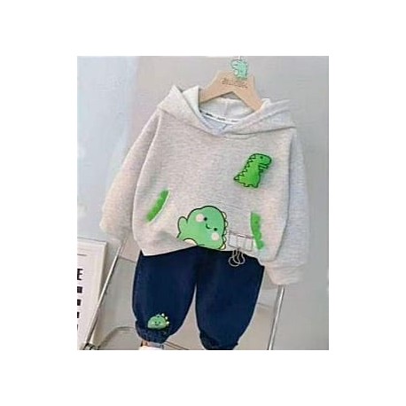 Grey Cute Dinosaurs Set Pants