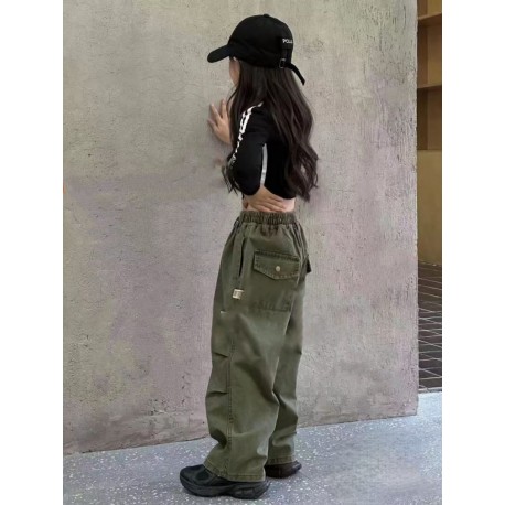 Grey Oversized Back Pocket Denim Pants