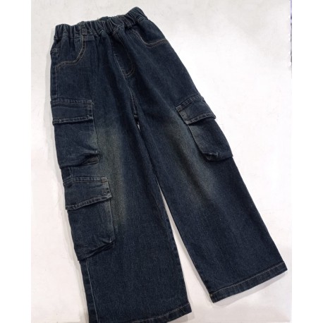 Blue Denim Cargo Pants