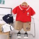 White P0lo Shirt Set Short Pants