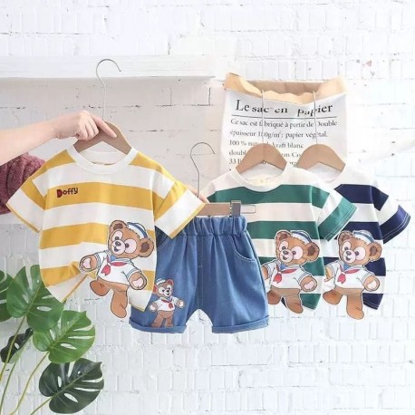 Green Stripe Dufffy Set Short Pants