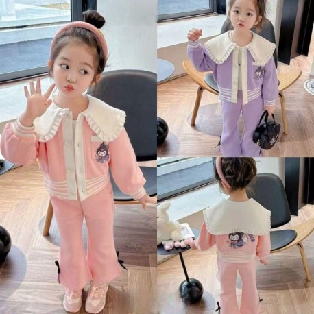 White Pink Kur0mi Top Set Pants