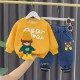 Yellow Bear Hat Feet Top Set Denim Pants