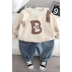 Cream B Boy Top Set Denim Pants