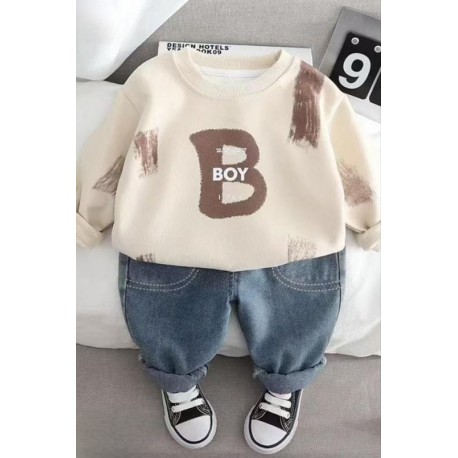 Cream B Boy Top Set Denim Pants