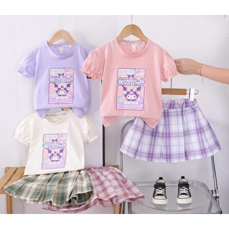 Peach Kur0mi Set Plaid Skirt