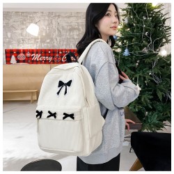 White Four Ribbon Korean Backpack