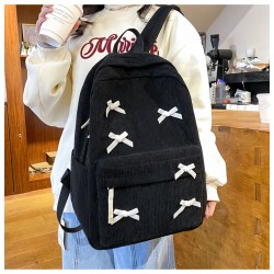 Black Six Ribbon Korean Backpack