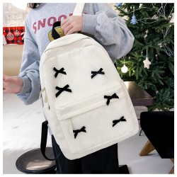 White Six Ribbon Korean Backpack