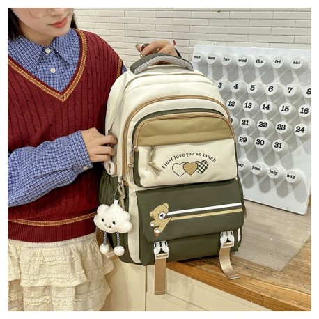 White Mustard Three Heart Bear Backpack