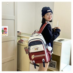 White Navy Red Three Heart Bear Backpack