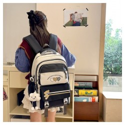 White Navy Three Heart Bear Backpack