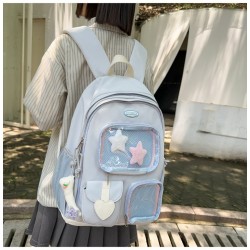 Blue Star Heart Transparent Backpack