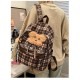 Brown Plaid Brown Fluffy Dog Backpack
