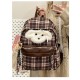 Brown Plaid White Fluffy Dog Backpack