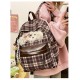 Brown Plaid Beige Fluffy Dog Backpack