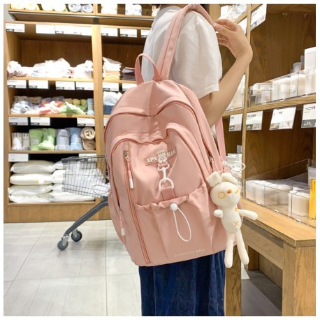 Pink Front Drawstring Backpack