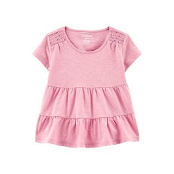 0shkosh Pink Smocked Shoulder Top