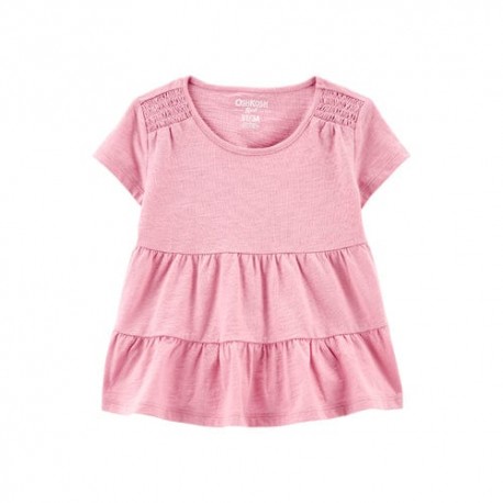 0shkosh Pink Smocked Shoulder Top