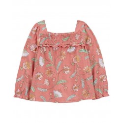 0shkosh Peach Floral Smocked Top